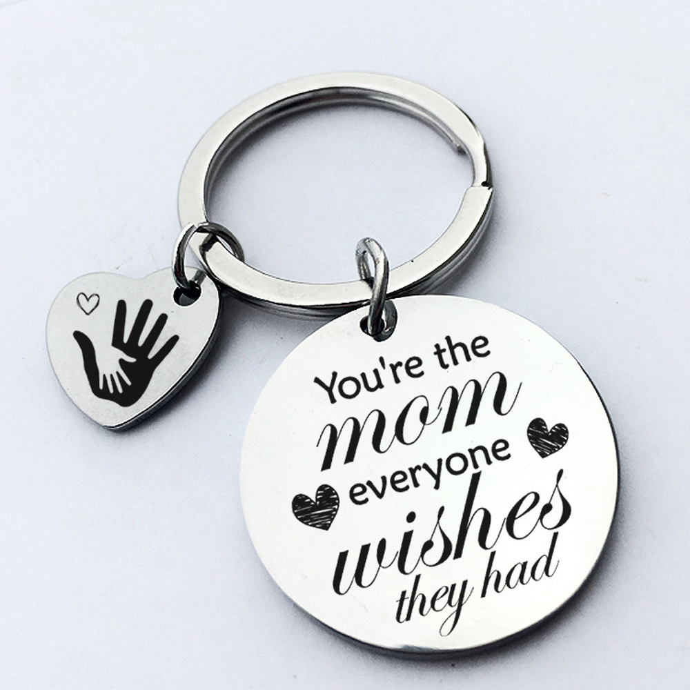 

You're The Mom Everyone Metal Letter Key Chain Rings for Men Women Car Keys Ring Pendant Thank You Mother's Day Birthday Gift Wholesale Stainless Steel
