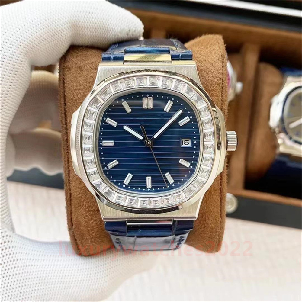 

NF Factory Mens Watch 40mm Colorful Diamonds Bezel Genuine Lether Strap Automatic Mechanical Super Quality Di Lusso Man Watches, Add box