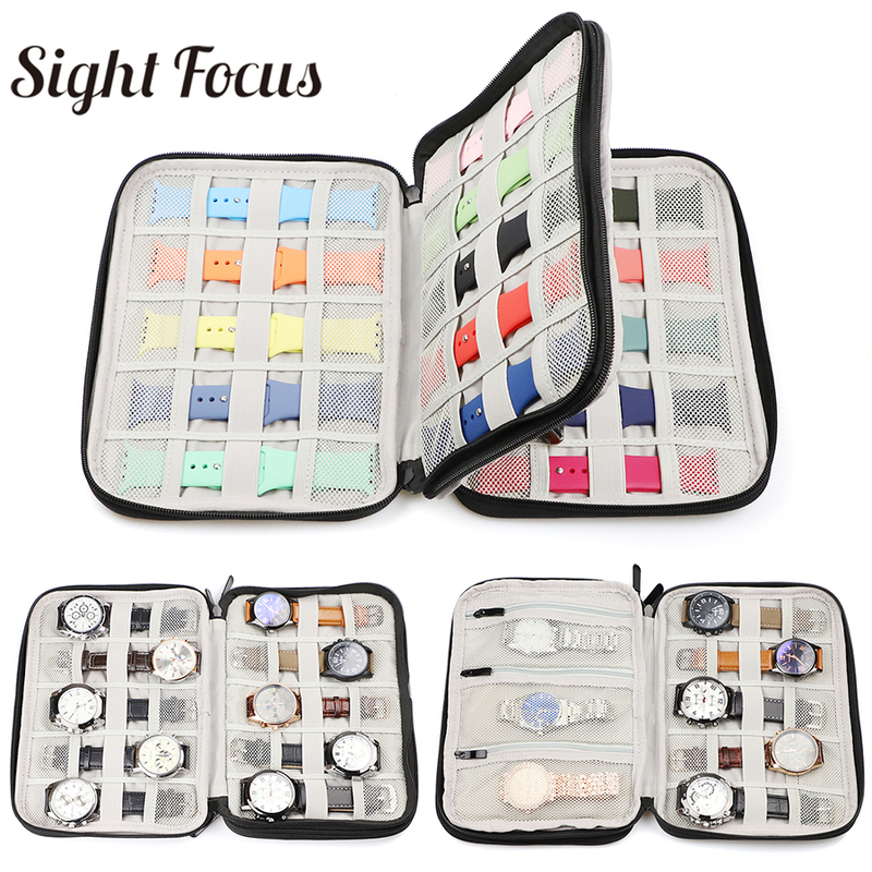 

18 slots Travel Watch Organizer Box Case Holder band Storage For band Strap Double Layer 220617