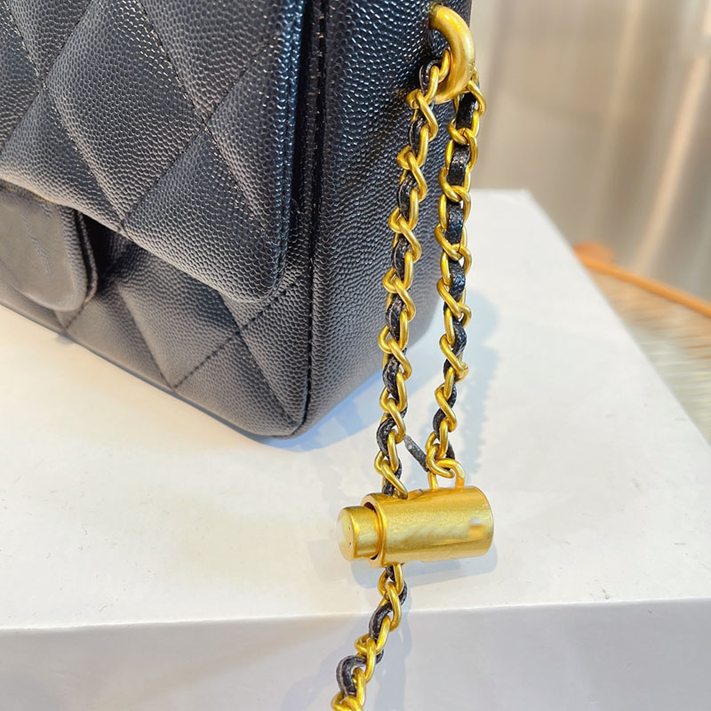 

Luxury Pearl Colors Classic Mini Flap Square Bags Caviar Leather Calfskin Adjustable Strap Matelasse Chain Designer Cross Body Shoulder bag, Box