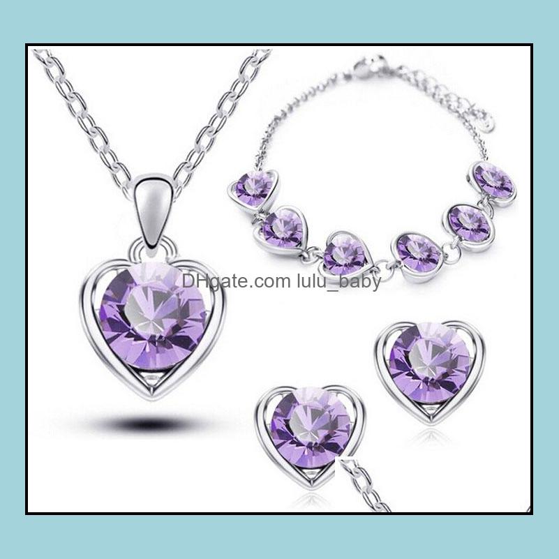 

Earrings Necklace Jewelry Sets Sier Set Earring Bracelet Crystal Pendant Necklaces Bracelets For Girl Gift Drop Delivery 2021 Aglhc, Randomly sended colors