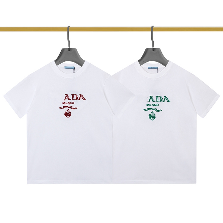 

22SS Brand Men T-Shirt Designer P Milano Mens Polo shirt tops Luxury Print Shorts O-Neck Short Sleeve Men's Shirts women shirts clothes P522, White