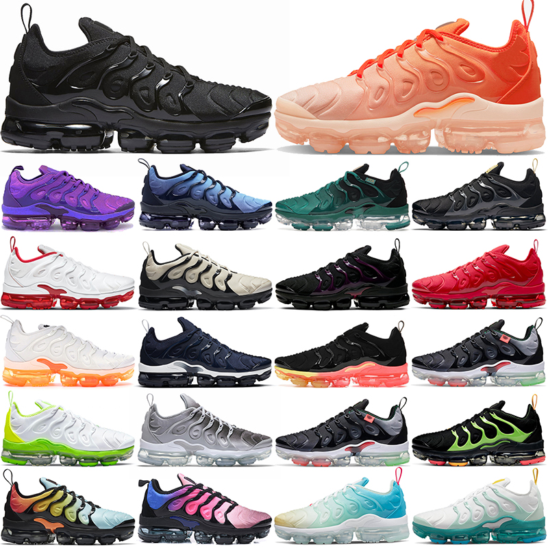 TN Plus chaussures de course pour hommes blancs noirs volts orange gradients cerise rouge cool wolf gris néon vert olive usa usage bleu fury tns