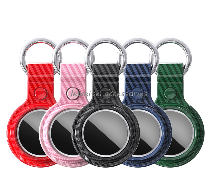 

Carbon Fiber Holder Cases for AirTag Air Tag Case with Keychain for Key, Wallets, Dog Collars, Army green