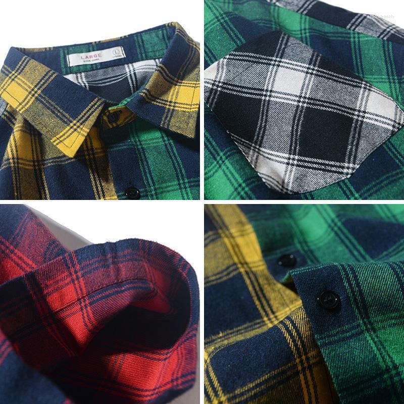 

Patchwork Shirt Men Summer Fashion Casual Shirts Turn-down Collar Short Sleeve Tops Loose Streetwear Blouse Mens Clothing Men' Eldd22, Color 1