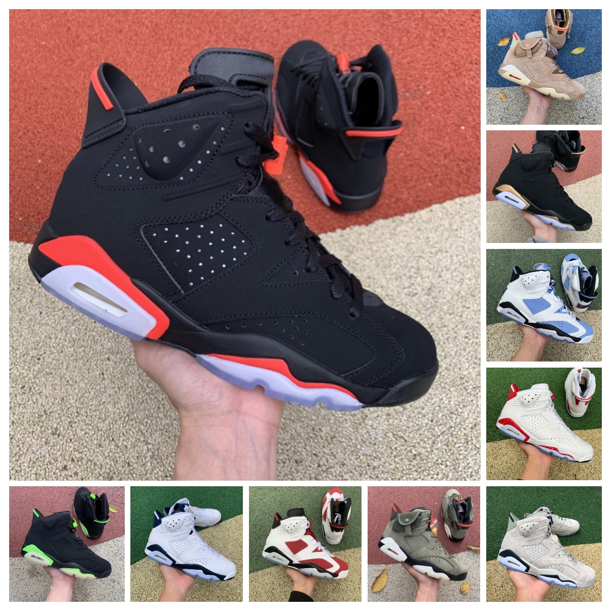 

Retro 6 6s Black Infrared Basketball ShOes Mens UNC White Mint Foam Midnight Navy Travis British Khaki Olive Metallic Silver Georgetown Bordeaux trainers Sneakers, Bubble package bag