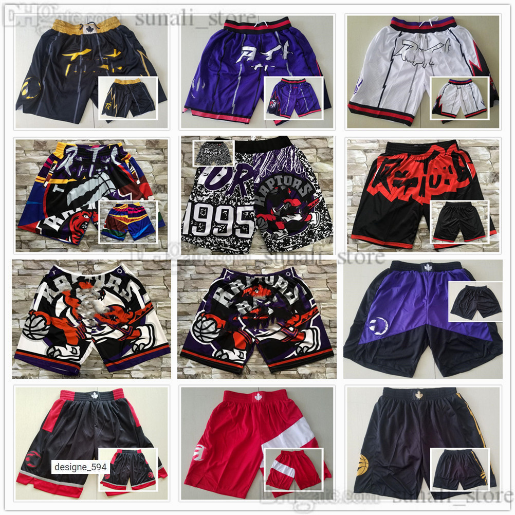 2022 Toronto '' Raptors '' men Short de basket-ball rétro avec poches Zipper Pantalon de survêtement Respirant Gym Training Beach Pant
