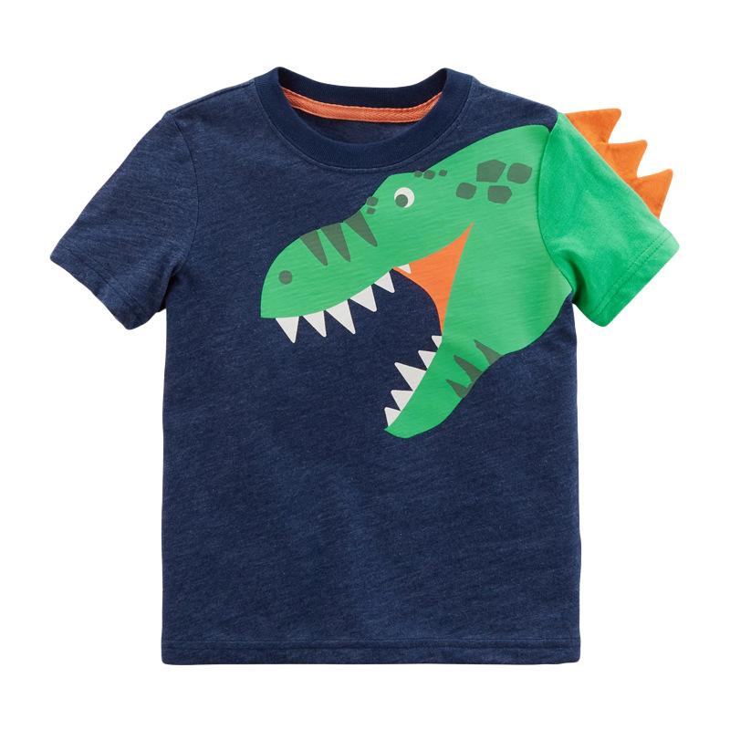 

T-shirts Children Summer Baby Girl Clothes Animal Print Tee Tops Brand Dinosuar Cotton Breathable Soft Cute T Shirt For Kids 2-7 YearsT-shir, Multi