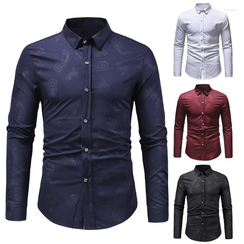 

Blouse Top Men' Autumn Winter Fashion Retro Paisley Print Long Sleeve Shirt Casual Shirts Sybi22, Bk