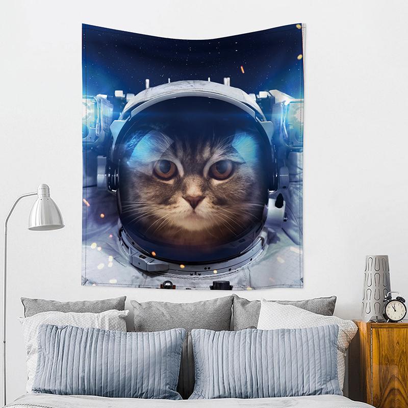 

Tapestries Factory Direct Sales Astronaut Cat Tapestry Space Wall Hanging Polyester Printed Customized Background Decor Cloth