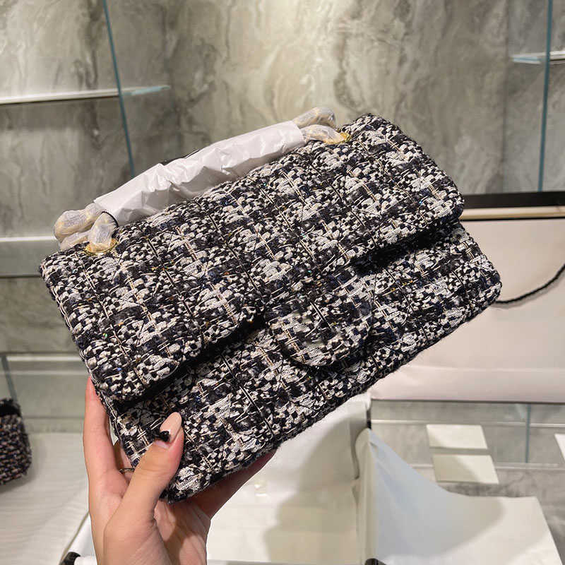 

2022 Autumn Winter Womens Tweed Bags Linen Quilted Designer Matelasse Chain Crossbody Shoulder Serial Number Sequin Large Capacity Lady, Box
