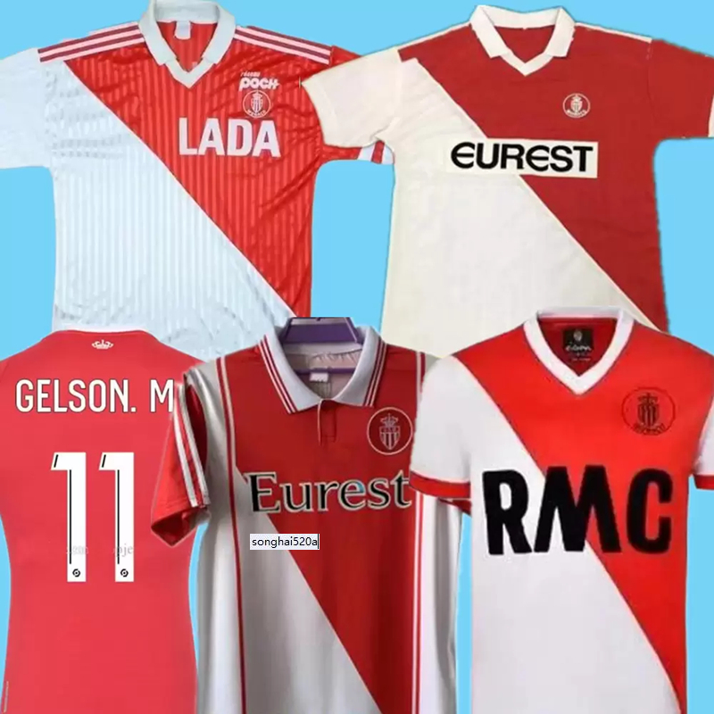 

Monaco Collector's 1977 1982 94 95 96 97 Tuybens Retro Soccer Jerseys 90 91 92 1999-2000 Home Dalger Vintage AS BEN YEDDER JOVETIC GOLOVIN, Black
