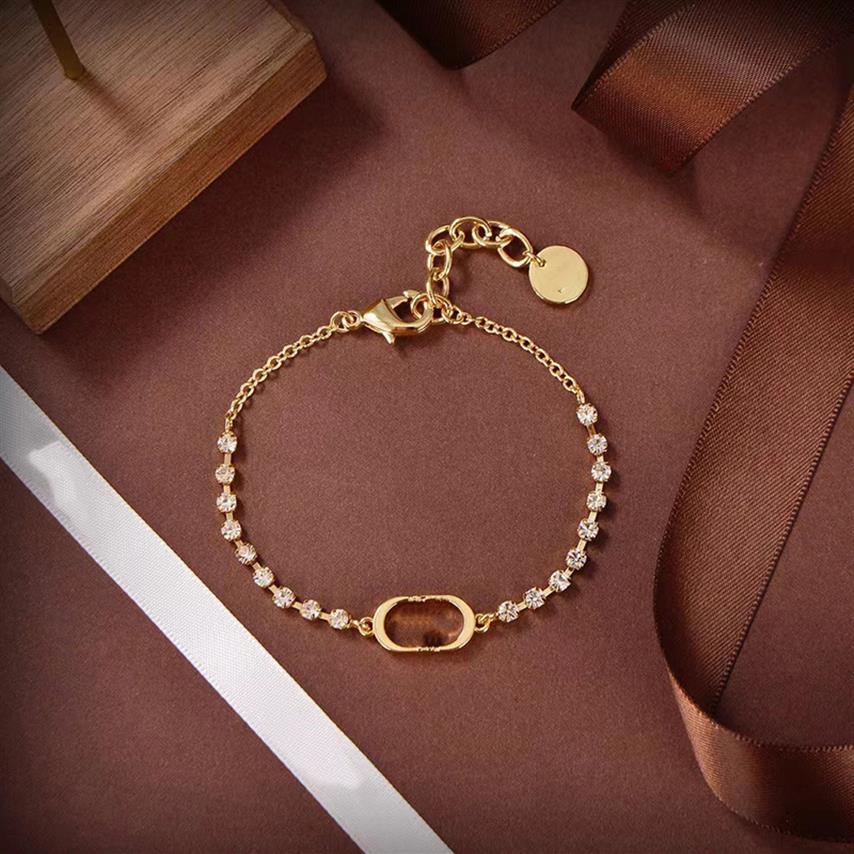 Bijoux de cr←ateur de bracelet pour femmes pour les bracelets de cha○ne dor←e pour femmes Lettre de luxe D Bracelet Diamond Bijoux avec bo○te 220