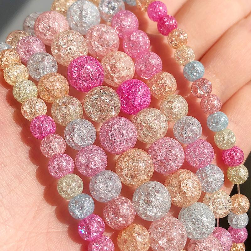 

Other Wholesale Natural Colorful Cracked Crystal Beads 6/8/10mm Round Loose For Jewelry Making Diy Bracelet NecklaceOther
