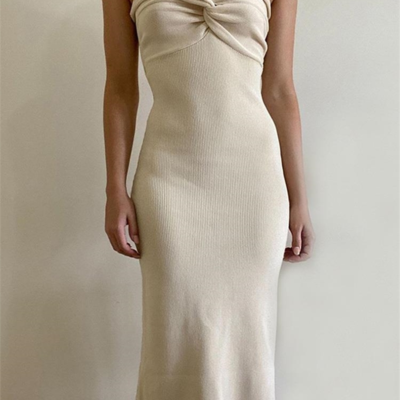 

Women Summer Tube Top Dress Fashion Knitted Strapless Backless es Female Club Party Sexy Slim Elegant Corset 220613, Black