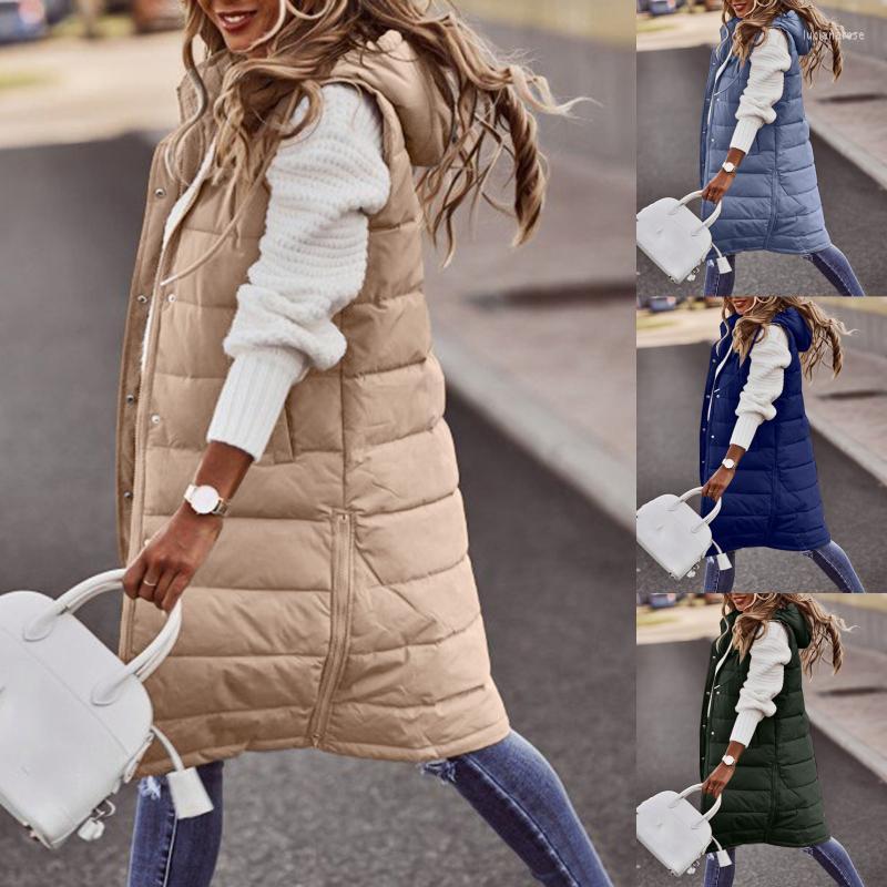 

Women' Vests Women Long Winter Coat Vest With Hood Sleeveless Warm Down Pockets Quilted Jacket Outdoor 5XL Luci22, Gn
