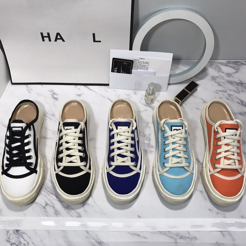 

2022 Luxurys Women Designer Sneakers canvas shoes Nylon fashion Casual Shoes Classic backless slipper Sneaker Brand sandal platform Trainers Solid Heighten shoe, Do not choose;other color;contact me