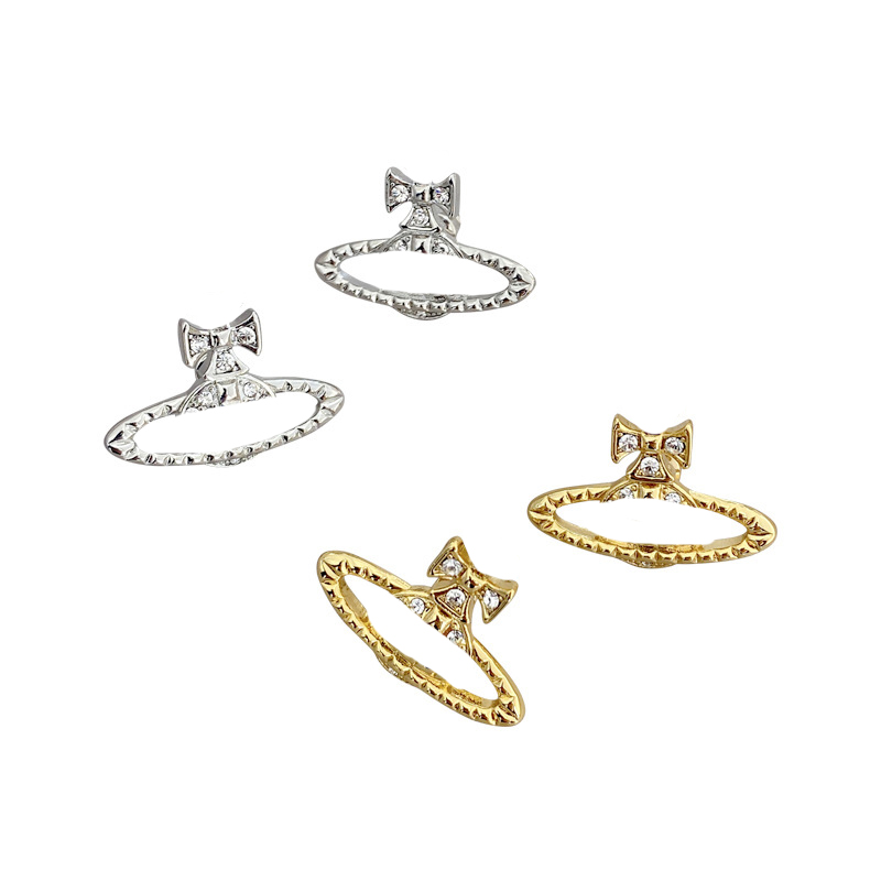 Charm west Queen Saturn earrings wood star vivi high quality designer niche Zircon earrings pin is full of diamonds 1 :1 earring women original pack