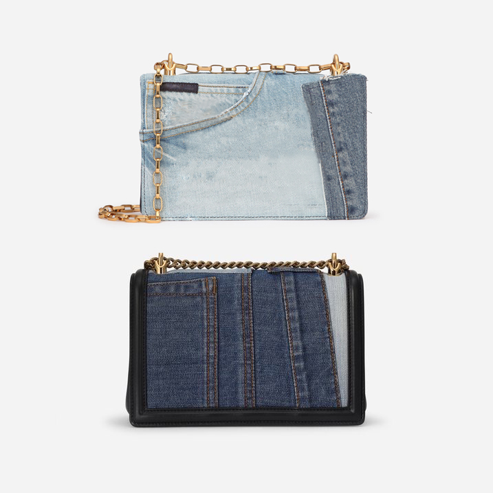 luxury clutches handbags Medium Devotion bag in patchwork denim and plain calfskin Girls bag shoulder crossbody bags