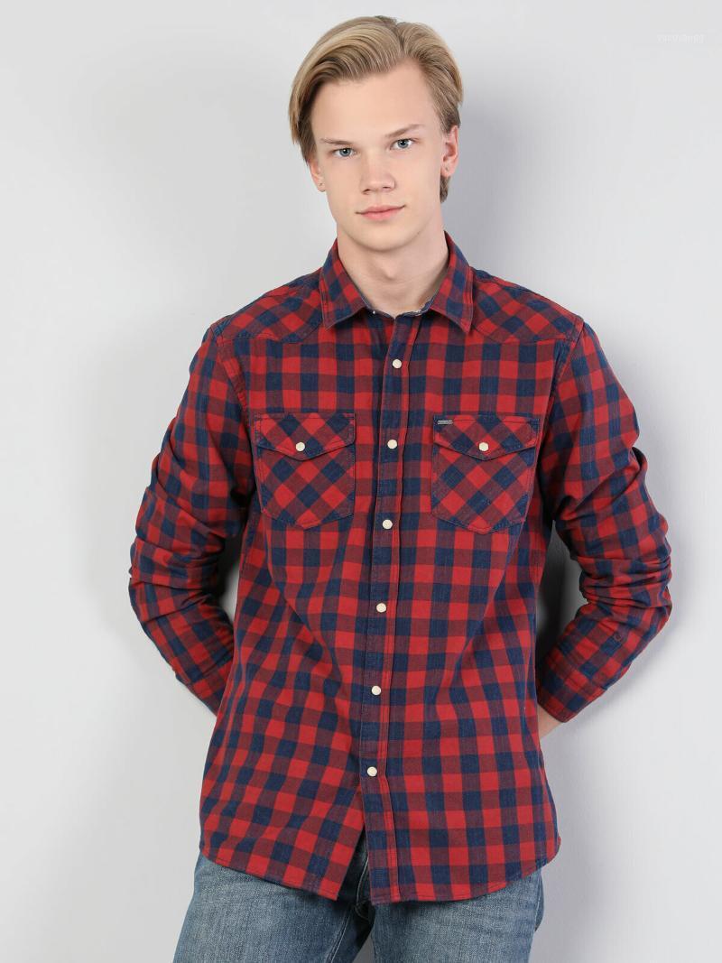 

Men' Casual Shirts Red Men Long Sleeve Shirt