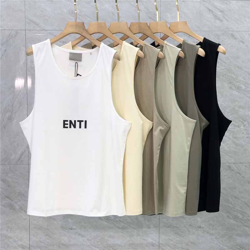 

2022 Spring Summer USA Front 3D Silicon Logo Tee T Shirt Skateboard Vest Men high street Sleeveless streetwear Tshirt, Apricot vest