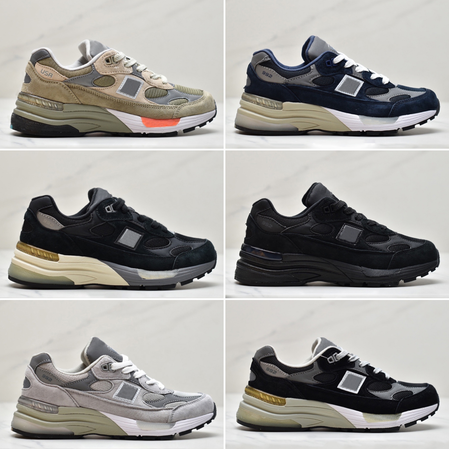 

Running shoes M992 992 shoes sneaker runner suede genuine real leather upper fashion made in the us usa breathable grey black gray navy dark blue hanging todd snyder, #9