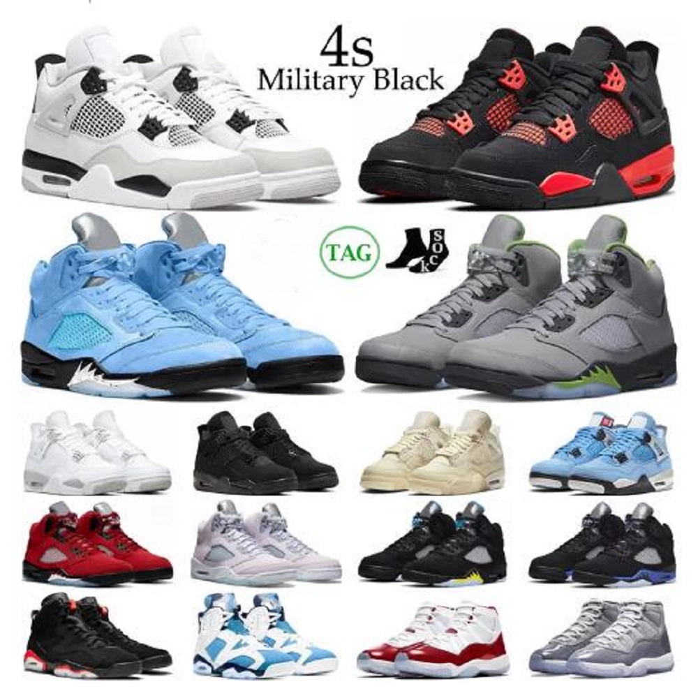 

2022 Designer Black Cement 4 4s Mens Basketball Shoes Jumpman Sandals Lightning University Blue Red Thunder Cat Cream Sail White Oreo Bred Brand What The Trainer, # 25