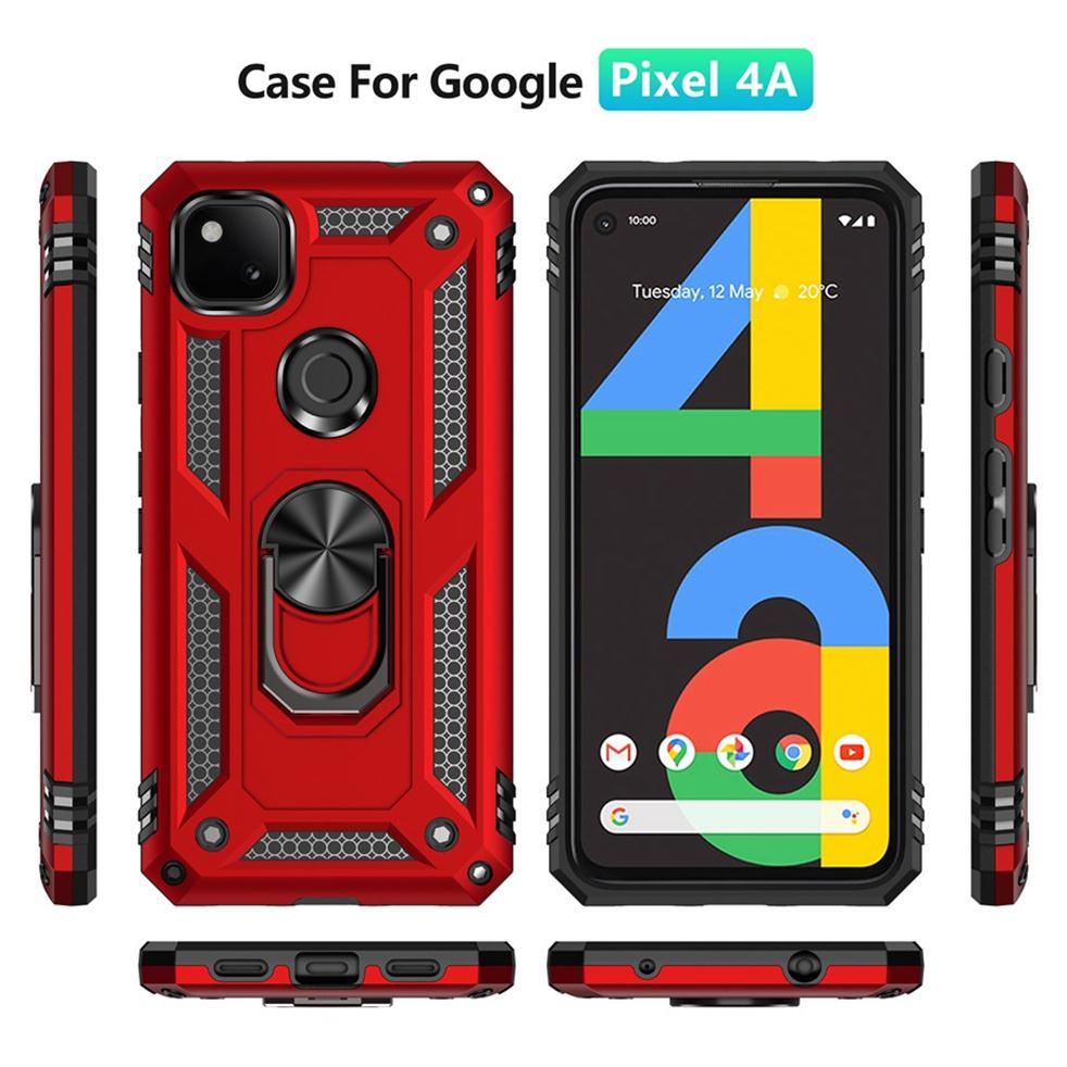 

Armor Cases For Google Pixel 6 7 Pro 5 5a 6a 4 3A XL 4A 5G Case Magnetic Ring Holder Kickstand Hard Cover240J, Black