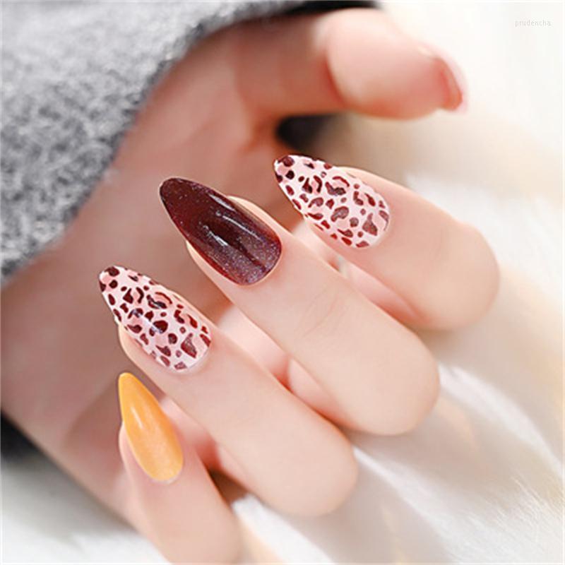 

False Nails 24 Pieces Of Nail Art Patches Wear French Pointed Finished Fake Leopard-print Drop Prud22, A01-66