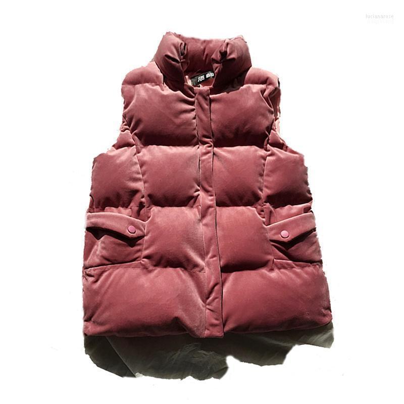

Women' Vests Black Winter Vest Women Waistcoat 2022 Female Sleeveless Jacket Stand Collar Warm Velvet Outwear Feminino Luci22