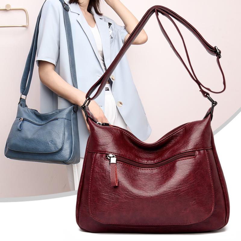 

Evening Bags Fashion Middle-aged Mother Bag Cross-border Simple Solid Color Messenger Shoulder BagEvening, Beige