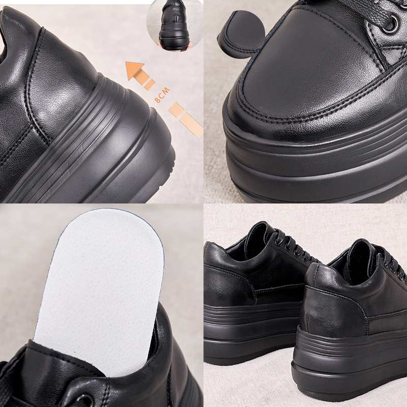 

8cm Full Cow Genuine Leather Women Shoes Platform Sneakers for Women Summer Shoes Breathable Comfortable Women Casual Shoe, 90120 has no plush