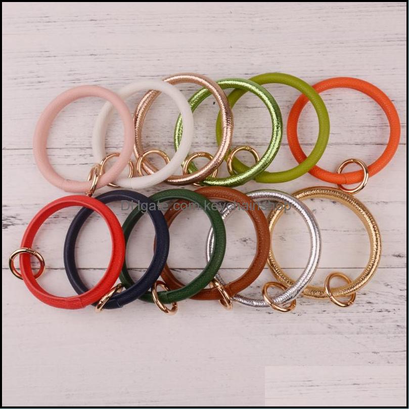 

Keychains Fashion Accessories Rainbery 2021 Mticolor Pu Leather O Key Chain Custom Circle Wristlet Keychain Wholes Dhgcq