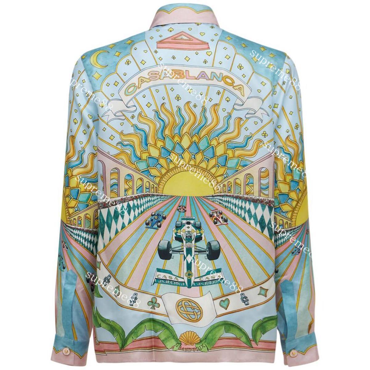 Casablanc printed silk twill shirt 2022ss mens luxurys leisure classic shirts high quality long sleeves polo-image-760214020