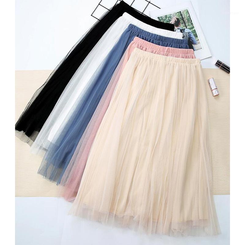 

Skirts Fashion Tulle Velvet Skirt Women 2022 Summer Elegant Long Maxi Female High Waist Pleated Girls Pink BB059, Beige