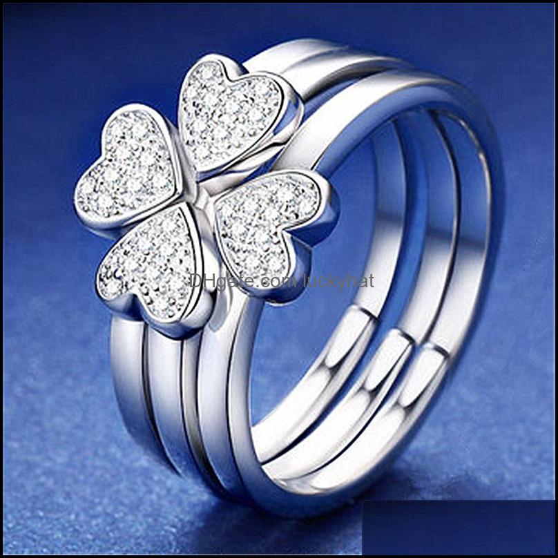 

Cluster Rings Heart Sets For Women Female Cute Finger Romantic Birthday Gift Girlfriend Fashion Jewelry Sier Ring Set Drop Del Bdehome Dhtho