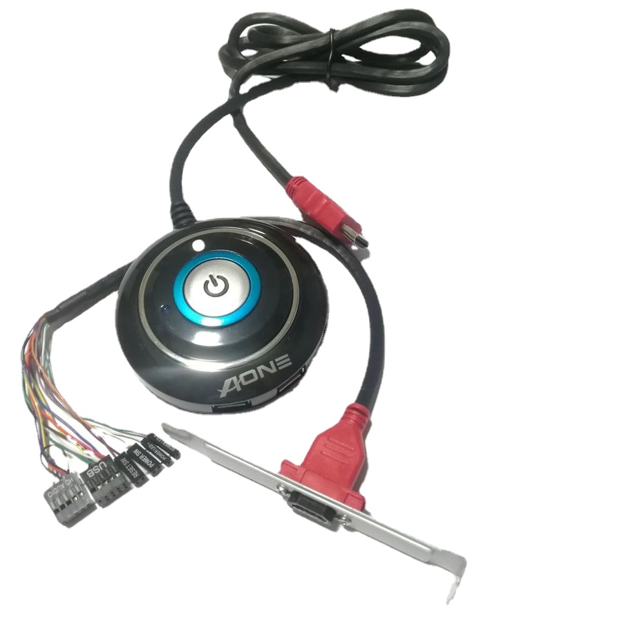 PC Power Reset On Off Switch Button Hard Drive HDD LED Status Light Mic Microphone Headset Dual USB Plug Mount Bracket-image-764973863