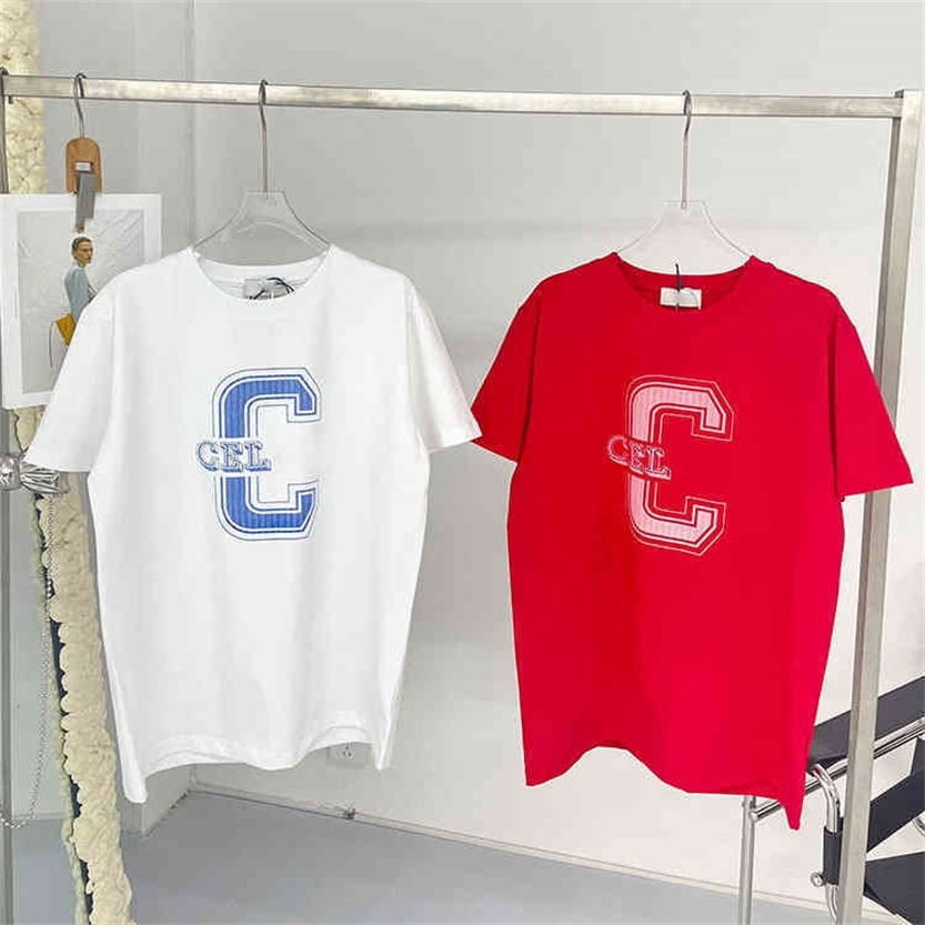 

2022 High Quality new special offer Model 22 spring and summer cel large C-letter printed round neck loose leisure fashion aging couple short sleeve T-shirt, Red