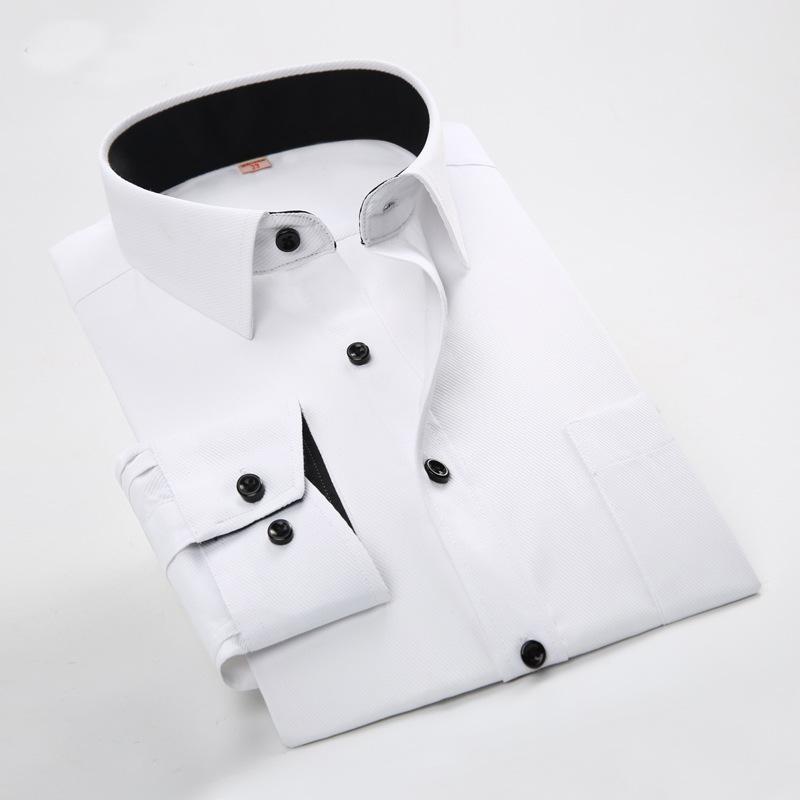 

Men's Casual Shirts Good Patchwork Black Button Turn Down Collar Long Sleeve Twill Business Formal Mens Dress Solid Men 's TopMen's, 1455