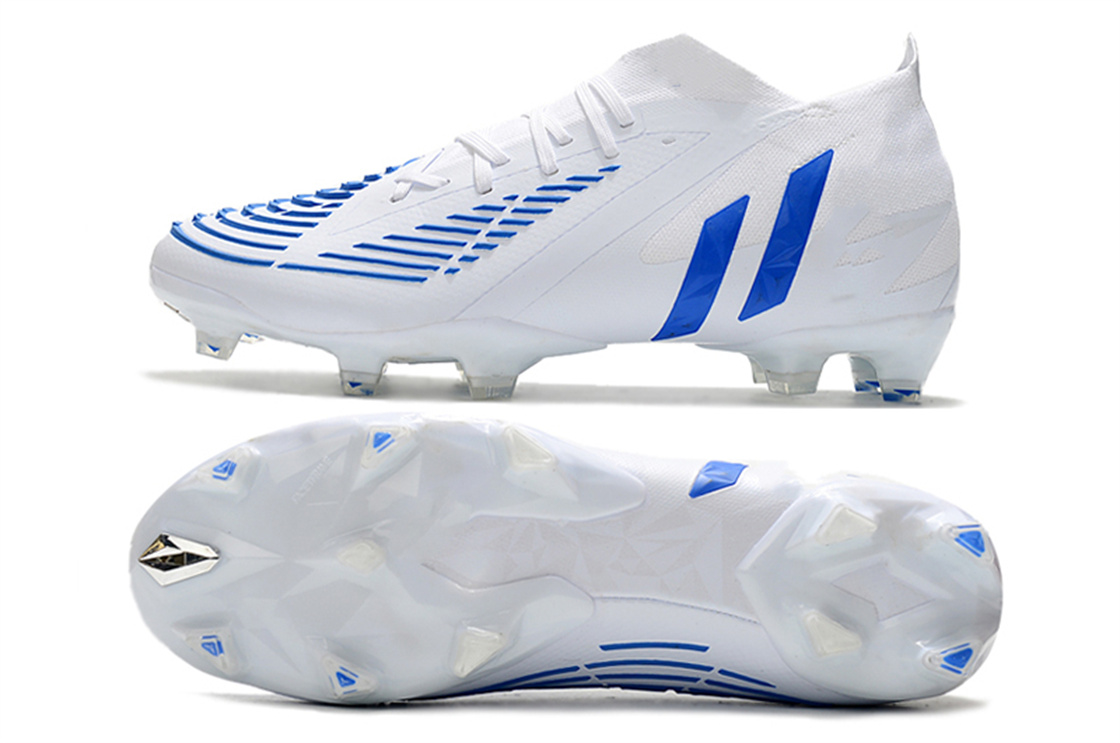 Chaussure Cheaps Premium Version AD Predator Edge Géométrique FG Baskets de football pour hommes Blanc Bleu