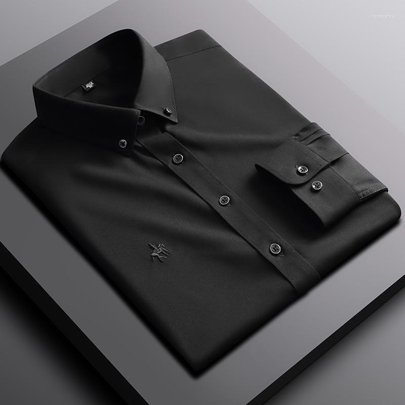 

Men's Dress Shirts Men's Formal Solid Color Long Sleeve And Embroidered Tops S-4XL Autumn Fashion Comfortable Button Style Men ClothingM, 2613-5