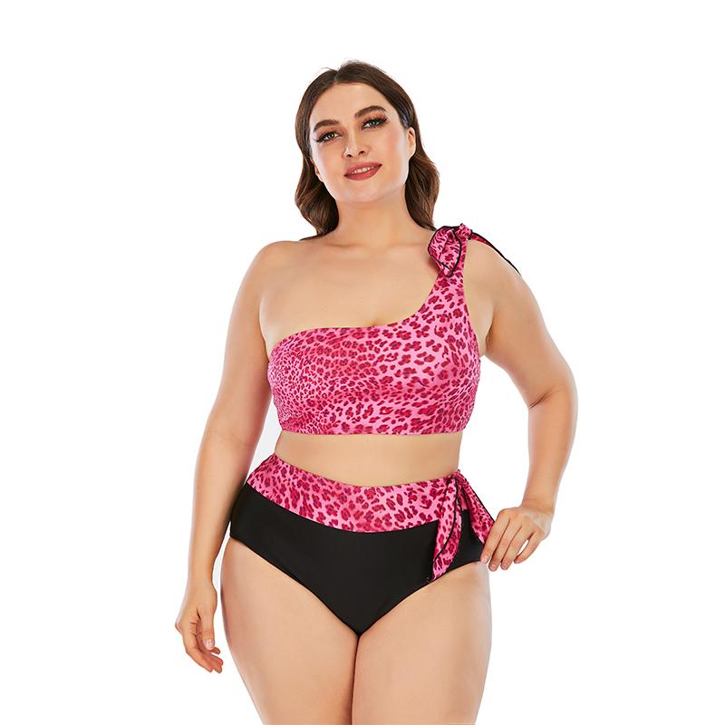 

Women's Swimwear WTCandy 2022 Plus Size Women XXXL One Shoulder Big Bikini Print Pink Leopard Bathing Suit Large High Waist Swimsuit, Blue