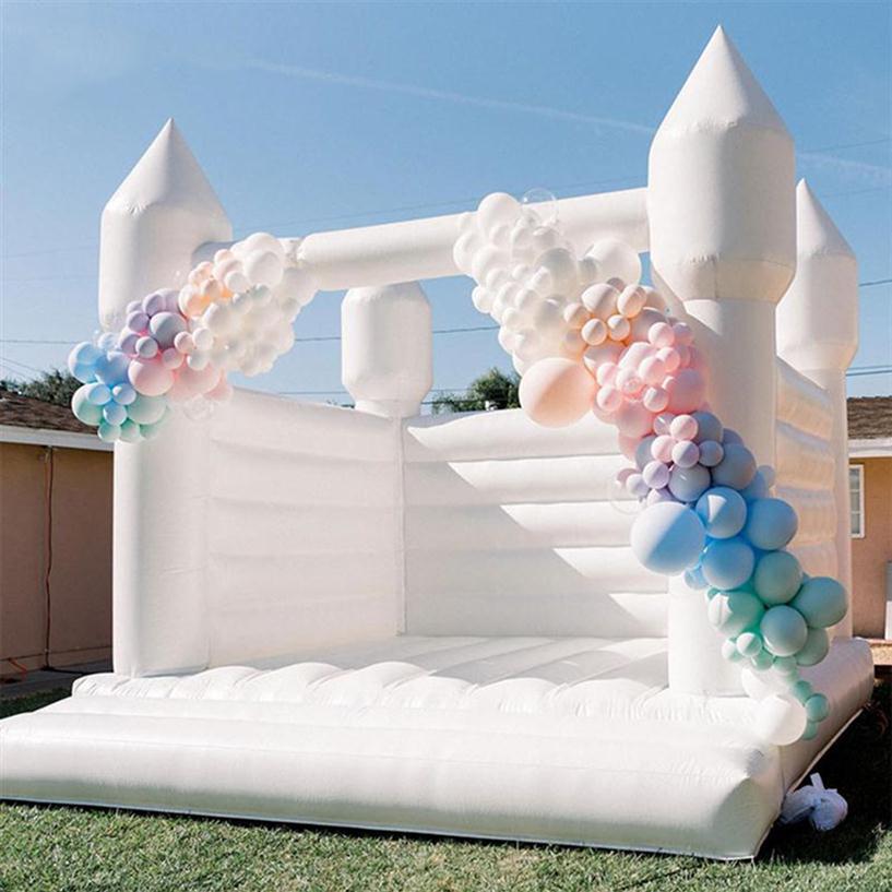 

PVC Bouncy Castle Inflatable Wedding Jumper White Bounce House Bridal Wedding jumping Bouncer with blower and decorations258w