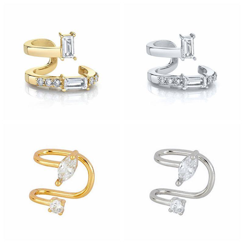 

Clip-on & Screw Back 1PC Plated 24K Gold/925 Silver Ear Clips Earrings No Piercing Crystal Cuffs For Non Pierced Fake Earring