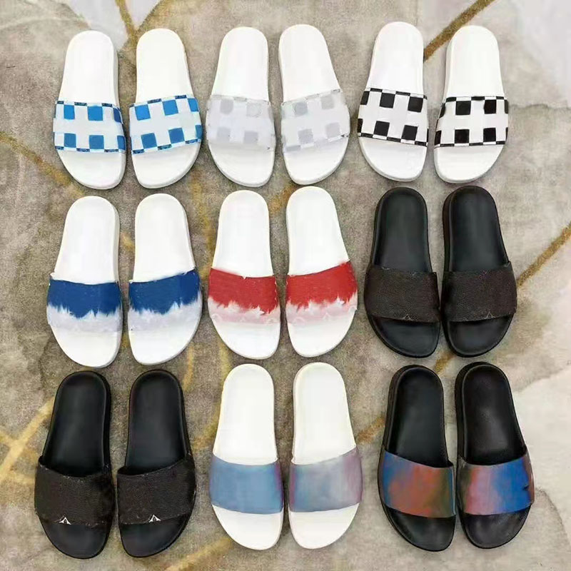 

Men Designers Slides Womens Slippers Fashion Luxurys Floral Slipper Leather Rubber Flats Sandals Summer Beach Shoes Loafers Gear Bottoms Sliders EUR 35-46