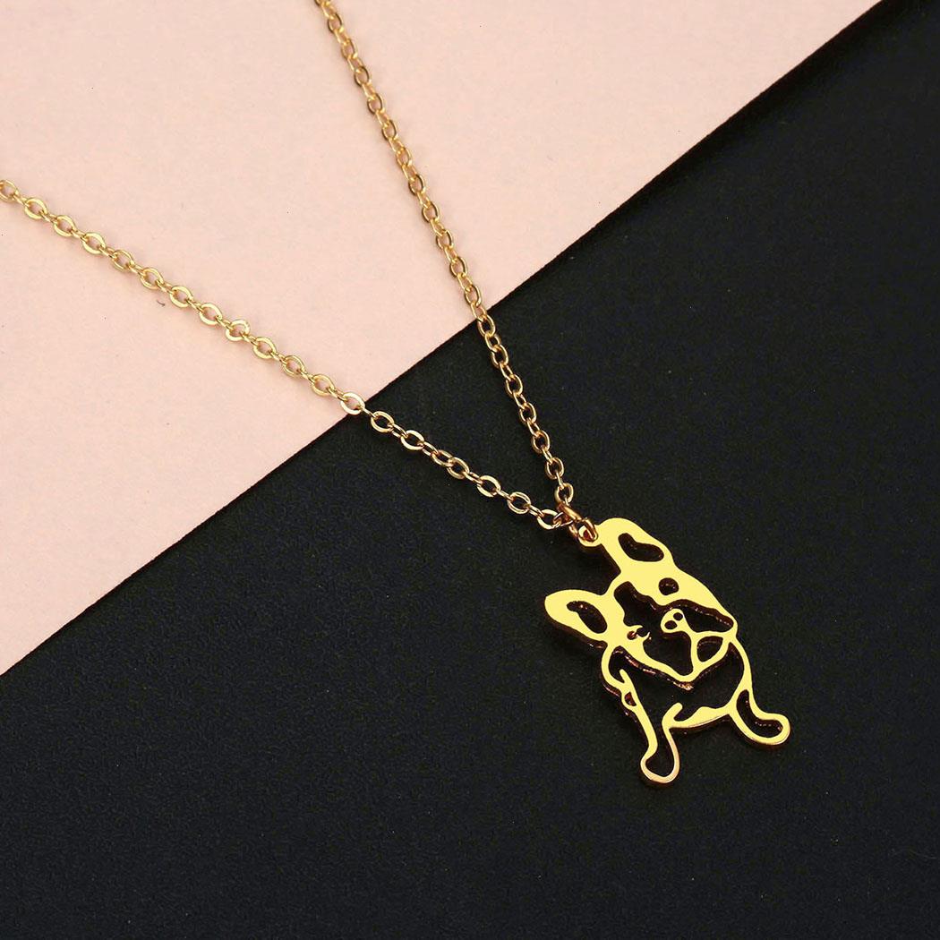 

Stainless Steel Frenchie Necklaces For Women Man Cute French Bulldog Dog Pendant Engagement Chain Jewelry