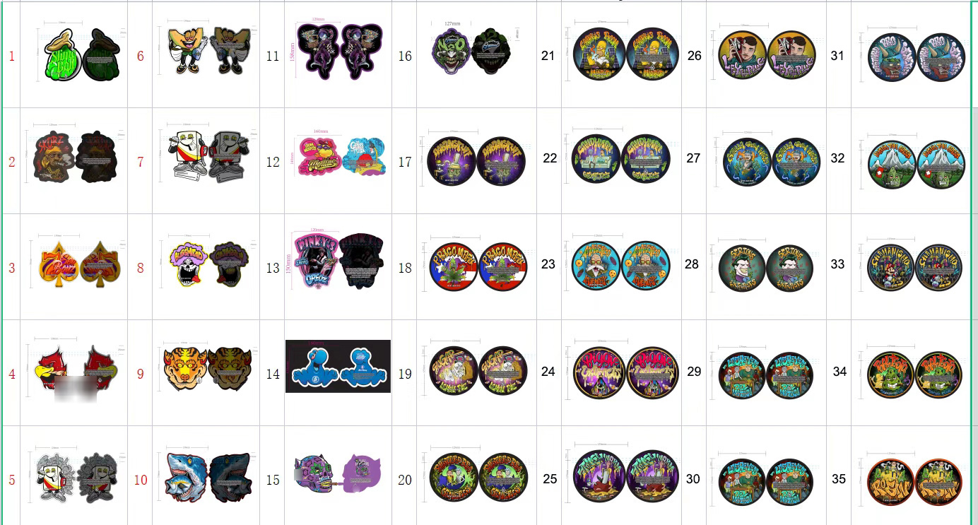 

New unique shape die cut 3.5g 7.0g Flower Mylar bags smell proof zipper package EIGHTH delta 8 coochie YUNGLB runtz MCRUNTZ backpack boyz sharklato jokes up BUTLER BUDS