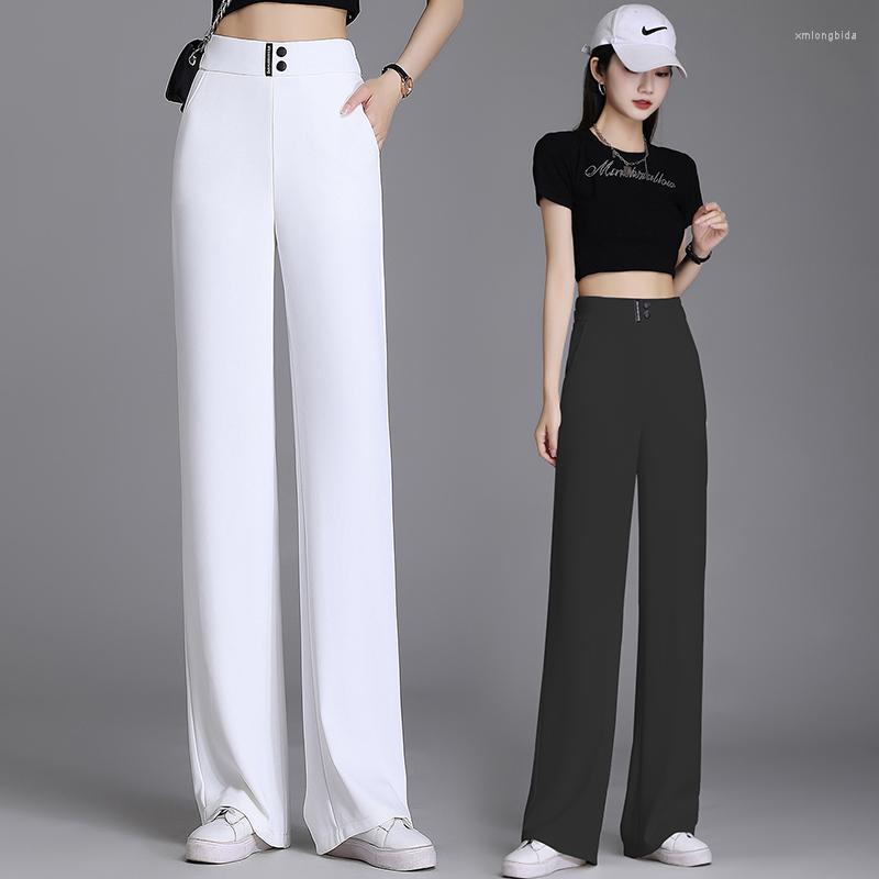 

Women's Pants Women Quick-drying High-Waist Wide-Leg Pant Female Summer Thin Section Drape Loose Slacks Korean Style Straight Mop Casual, Black