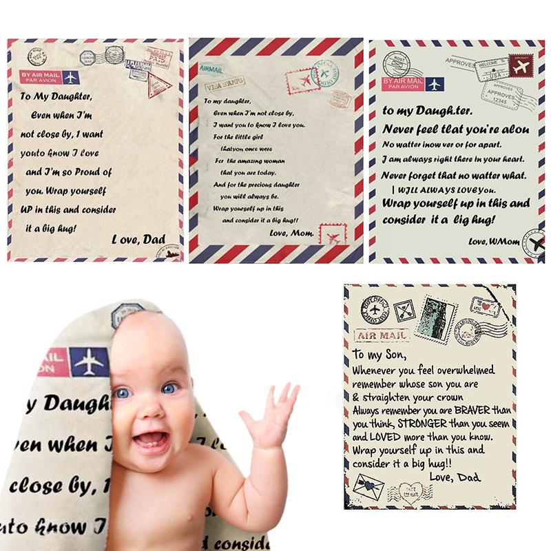 

Blankets & Swaddling 1pcs Flannel Throw Blanket To My Daughter Or Son Letter Printed Quilts Dad Mom For Air Mail Encourage And LoveBlankets, 01