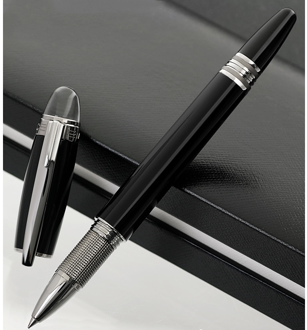 

Promotion Luxury Monte Black Resin Rollerball pen Ballpoint pen Stationery Office School Supplies Writing Smooth Fountain pens With Serial Number, As picture shown